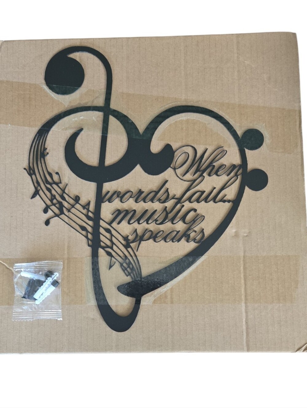 Source Unknown Black Treble Clef Heart Music Wall Art